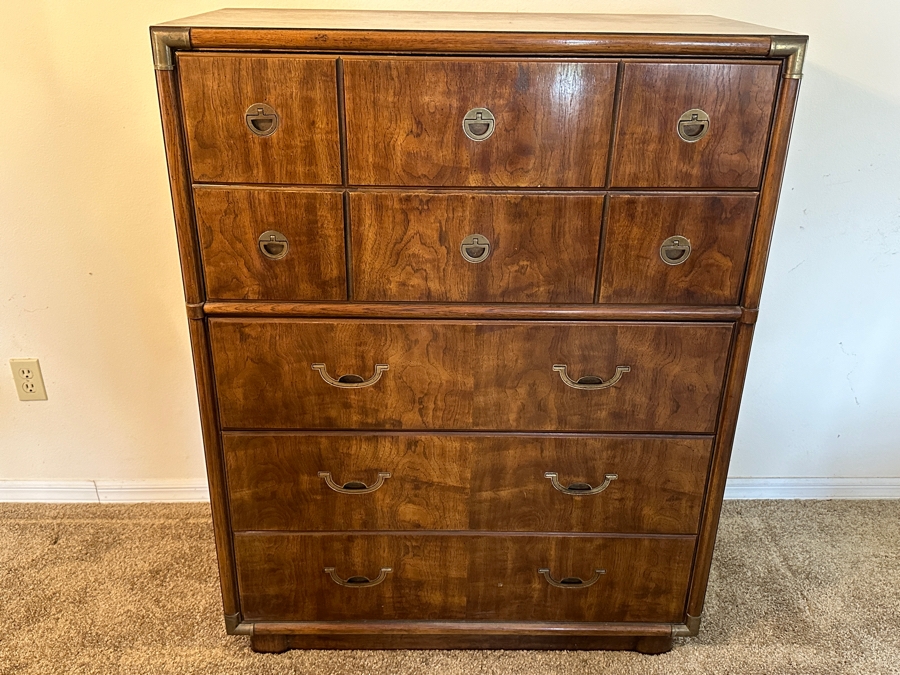 Vintage Drexel Heritage Accolade Campaign Chest Of Drawers 5-Drawer Dresser 37.5W X 19D X 48.5H [Photo 2]