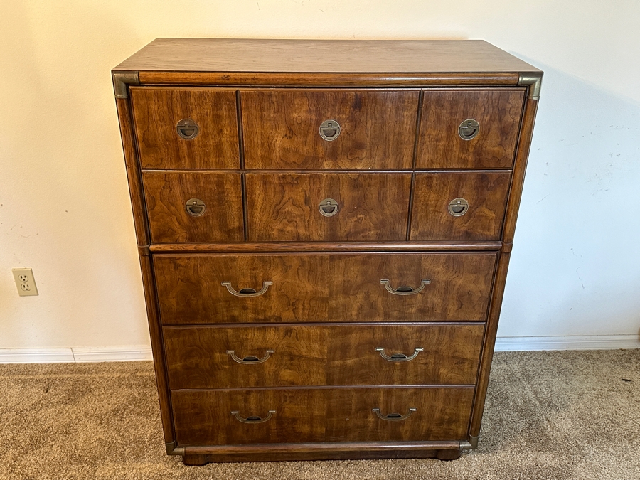 Vintage Drexel Heritage Accolade Campaign Chest Of Drawers 5-Drawer Dresser 37.5W X 19D X 48.5H [Photo 3]