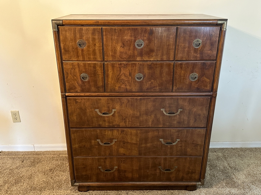 Vintage Drexel Heritage Accolade Campaign Chest Of Drawers 5-Drawer Dresser 37.5W X 19D X 48.5H [Photo 4]