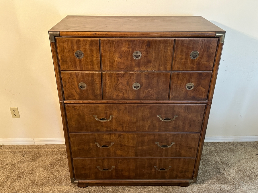 Vintage Drexel Heritage Accolade Campaign Chest Of Drawers 5-Drawer Dresser 37.5W X 19D X 48.5H [Photo 5]