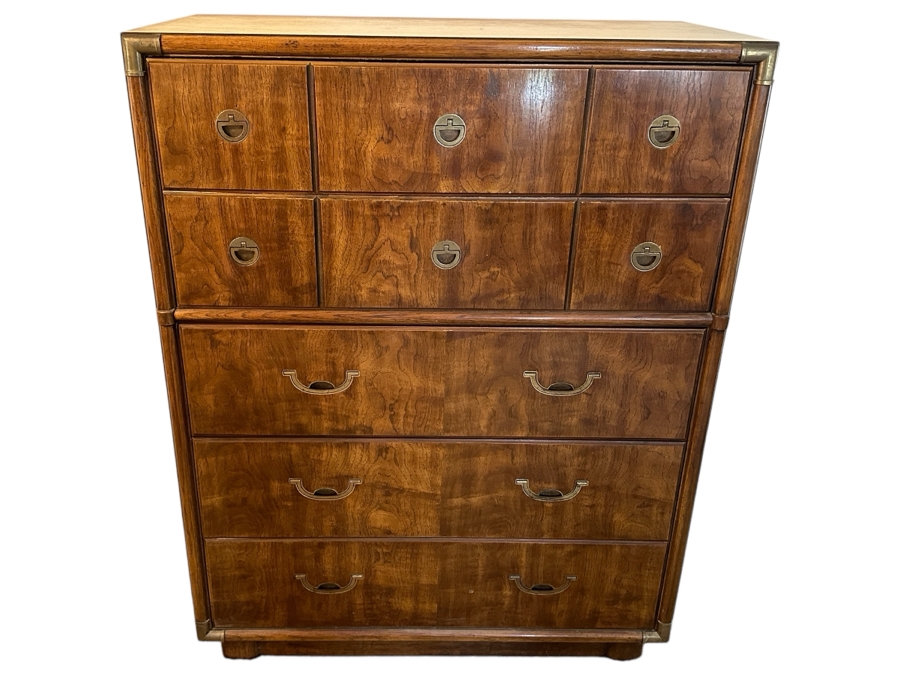 Vintage Drexel Heritage Accolade Campaign Chest Of Drawers 5-Drawer Dresser 37.5W X 19D X 48.5H