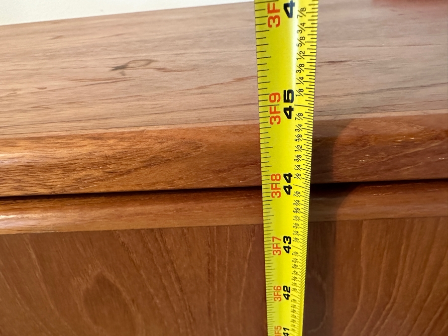 Danish Modern Teak Veneered Chest Of Drawers With Cabinet 48W X 18.5D X 45H [Photo 7]