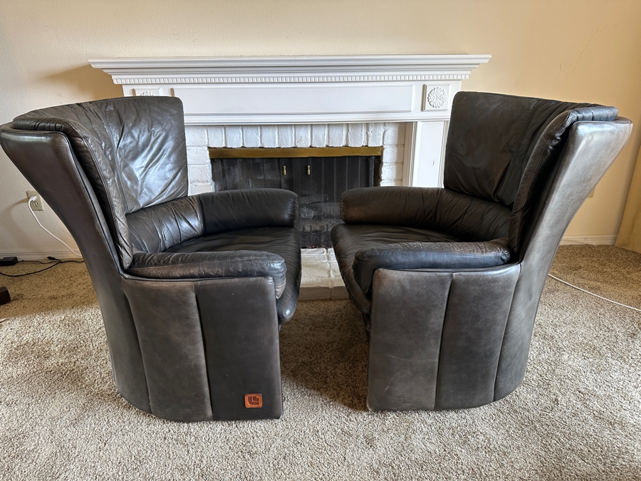 Pair Of Vintage Lev & Lev Italian Leather Armchairs 34W X 34D X 38H [Photo 7]