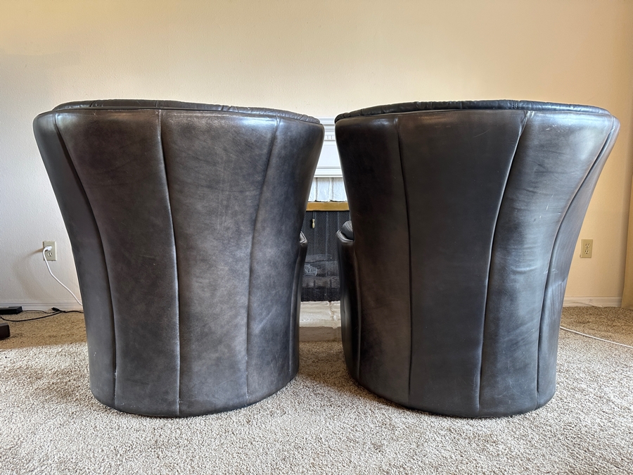 Pair Of Vintage Lev & Lev Italian Leather Armchairs 34W X 34D X 38H [Photo 2]