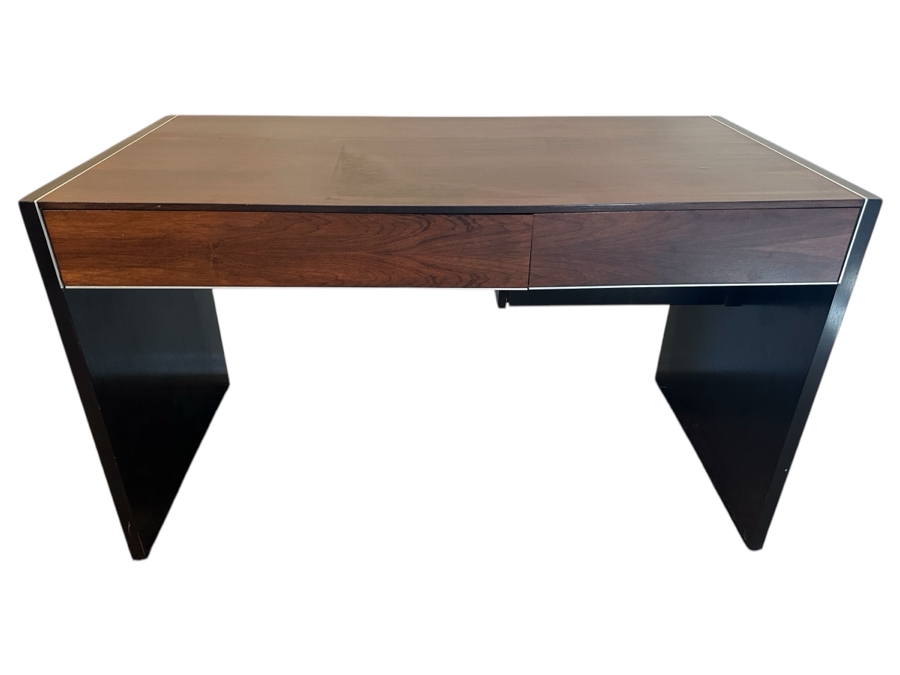 Vintage John Stuart Mid-Century Modern Rosewood Desk 49.5W X 24D X 28.5H With Vintage John Stuart Cane Back Office Chair [Photo 2]