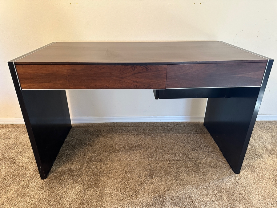 Vintage John Stuart Mid-Century Modern Rosewood Desk 49.5W X 24D X 28.5H With Vintage John Stuart Cane Back Office Chair [Photo 6]
