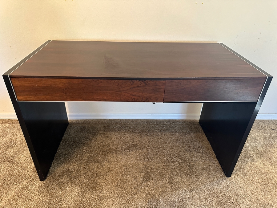 Vintage John Stuart Mid-Century Modern Rosewood Desk 49.5W X 24D X 28.5H With Vintage John Stuart Cane Back Office Chair [Photo 7]