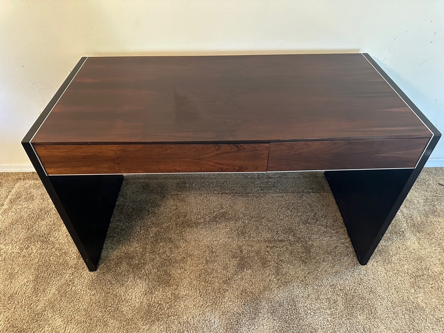 Vintage John Stuart Mid-Century Modern Rosewood Desk 49.5W X 24D X 28.5H With Vintage John Stuart Cane Back Office Chair [Photo 8]