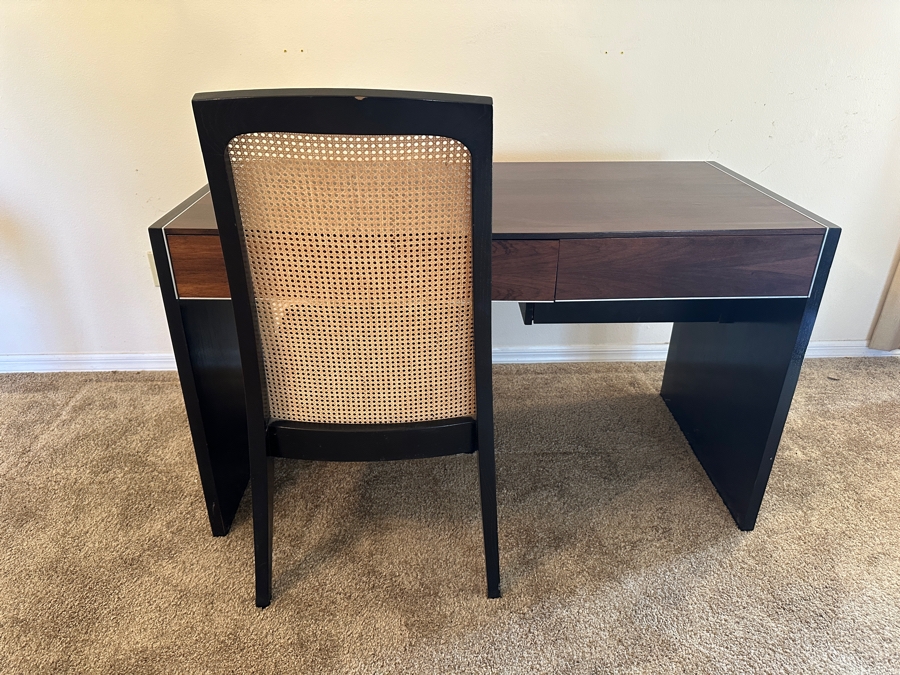 Vintage John Stuart Mid-Century Modern Rosewood Desk 49.5W X 24D X 28.5H With Vintage John Stuart Cane Back Office Chair [Photo 18]