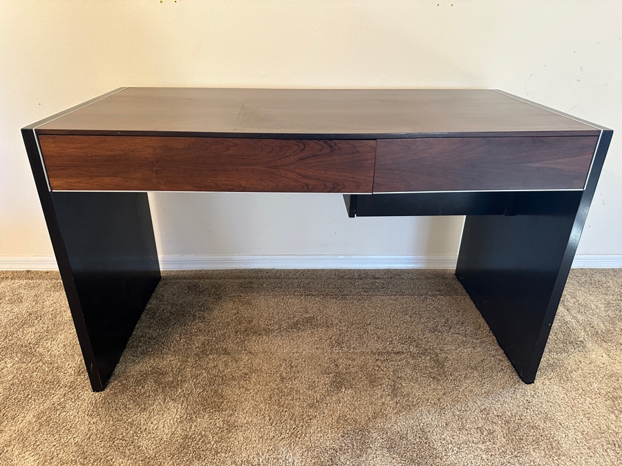 Vintage John Stuart Mid-Century Modern Rosewood Desk 49.5W X 24D X 28.5H With Vintage John Stuart Cane Back Office Chair [Photo 5]