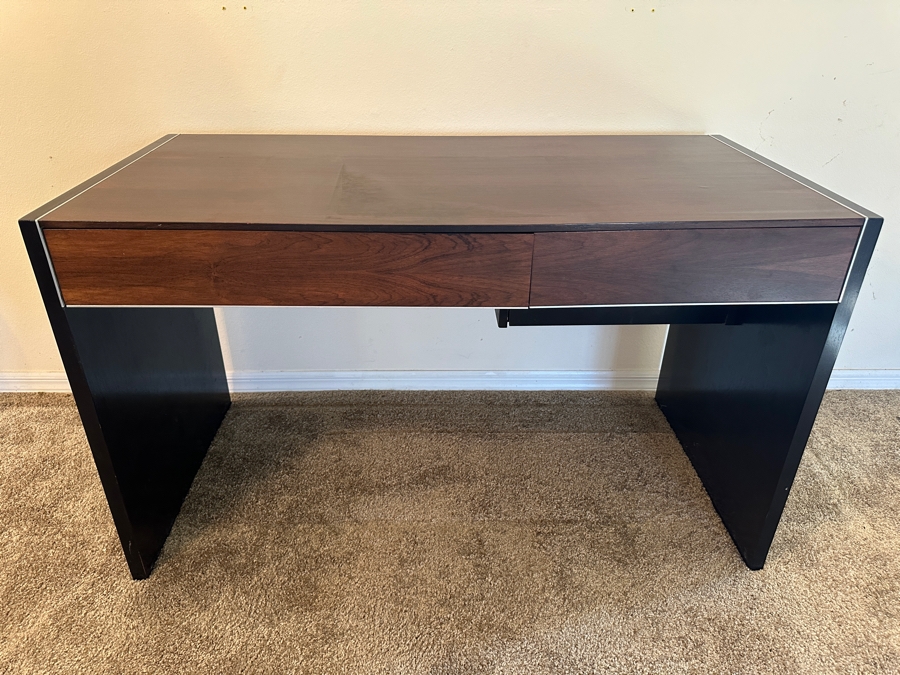 Vintage John Stuart Mid-Century Modern Rosewood Desk 49.5W X 24D X 28.5H With Vintage John Stuart Cane Back Office Chair [Photo 4]