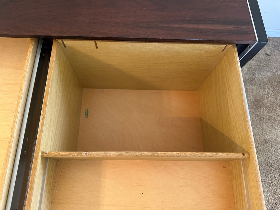 Vintage John Stuart Mid-Century Modern Rosewood Desk 49.5W X 24D X 28.5H With Vintage John Stuart Cane Back Office Chair [Photo 17]