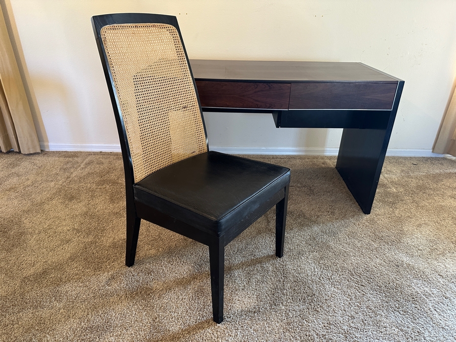 Vintage John Stuart Mid-Century Modern Rosewood Desk 49.5W X 24D X 28.5H With Vintage John Stuart Cane Back Office Chair [Photo 20]