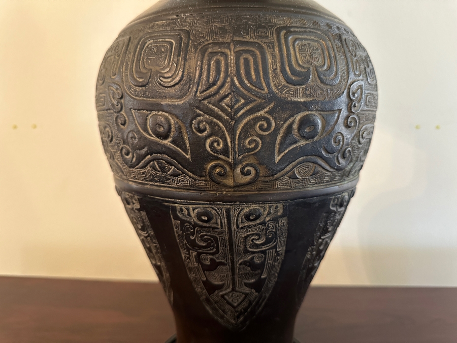 Mid-Century Modern Chinese Style Chinoiserie Bronze Table Lamp 36H [Photo 7]