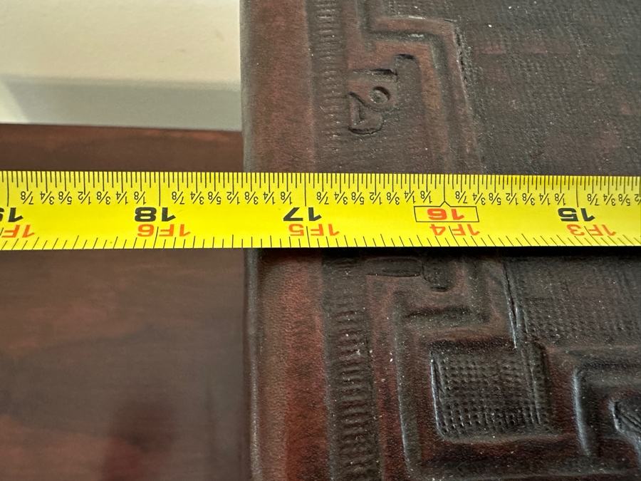 Tooled Embossed Leather Top Stool Bench 17.5 X 10D X 13H [Photo 8]