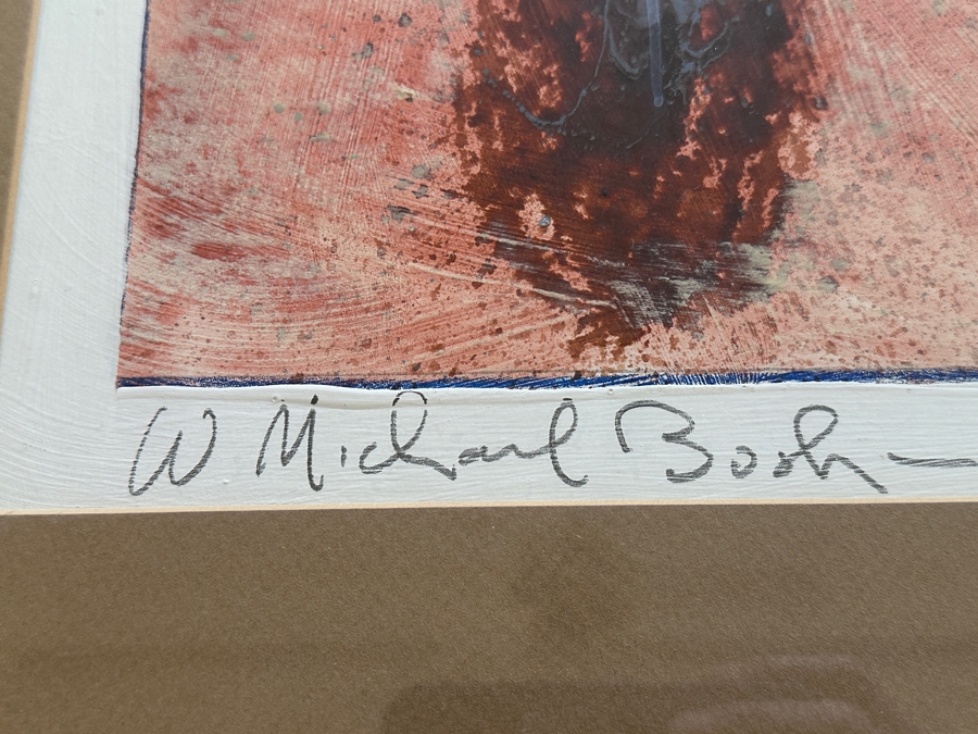 W. Michael Bush (B. 1957, American) Original Mixed-Media Abstract Artwork Titled 'Windows' 19 X 30 Framed 29 X 39 [Photo 6]