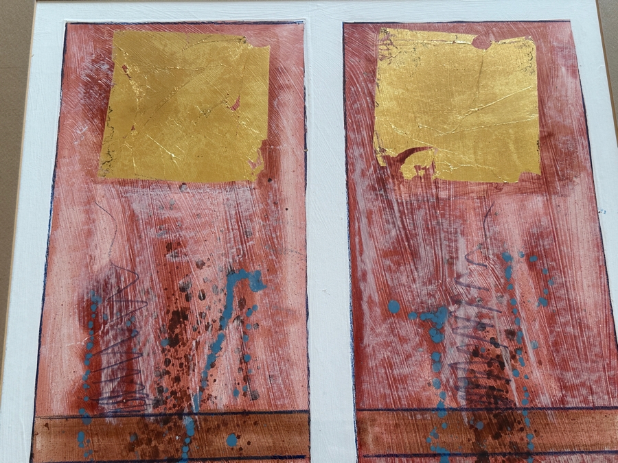 W. Michael Bush (B. 1957, American) Original Mixed-Media Abstract Artwork Titled 'Windows' 19 X 30 Framed 29 X 39 [Photo 3]