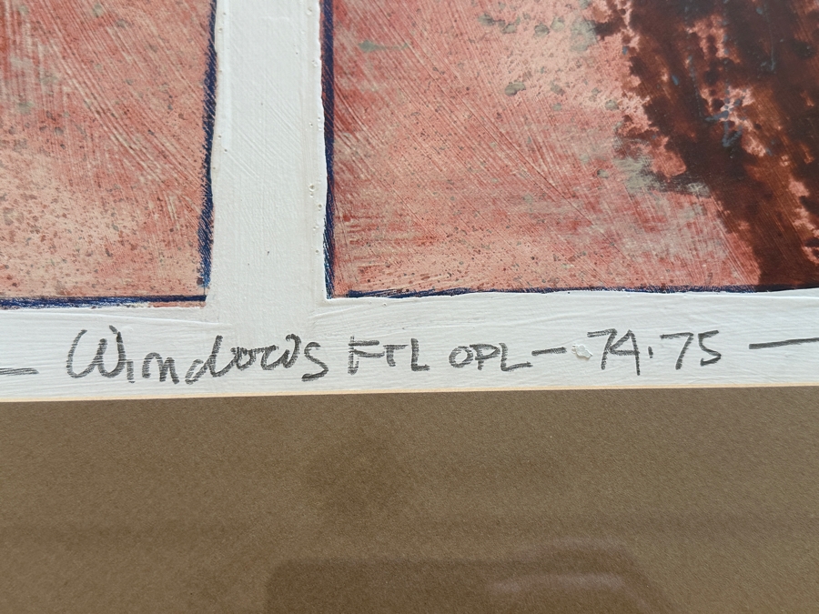 W. Michael Bush (B. 1957, American) Original Mixed-Media Abstract Artwork Titled 'Windows' 19 X 30 Framed 29 X 39 [Photo 7]