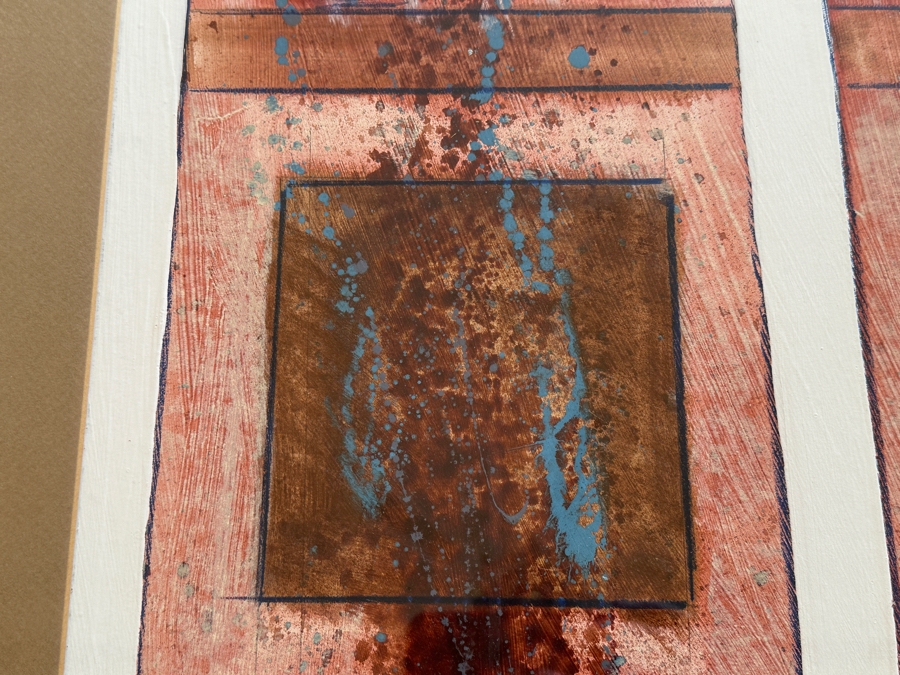 W. Michael Bush (B. 1957, American) Original Mixed-Media Abstract Artwork Titled 'Windows' 19 X 30 Framed 29 X 39 [Photo 5]