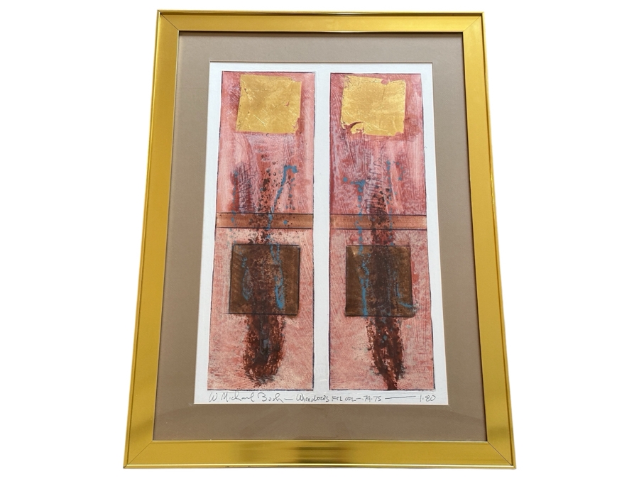 W. Michael Bush (B. 1957, American) Original Mixed-Media Abstract Artwork Titled 'Windows' 19 X 30 Framed 29 X 39 [Photo 2]