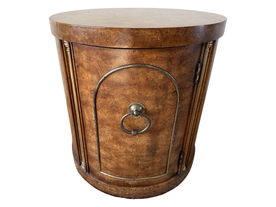 Vintage Weiman Wooden Round Drum Side Table Cabinet 20W X 21H [Photo 1]