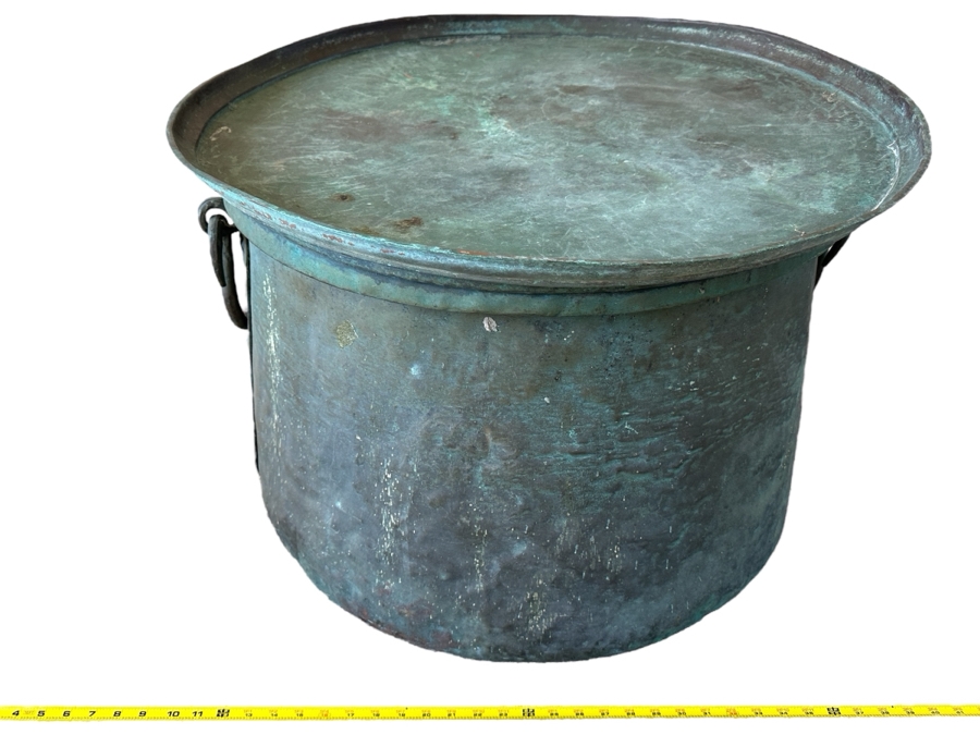 Large Copper Rain Drum / Cauldron Pot 28W X 20H [Photo 4]