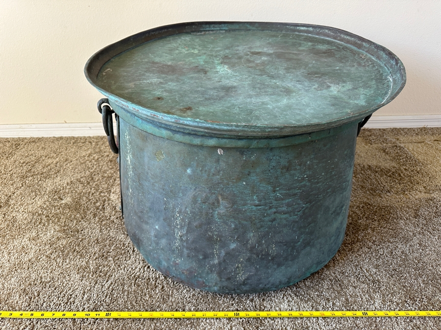 Large Copper Rain Drum / Cauldron Pot 28W X 20H [Photo 2]