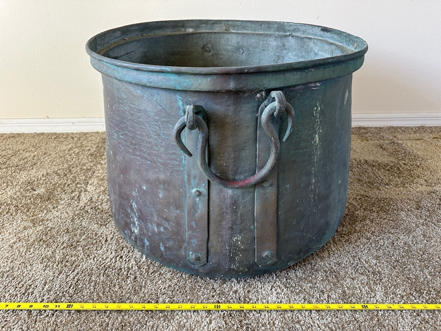 Large Copper Rain Drum / Cauldron Pot 28W X 20H [Photo 12]