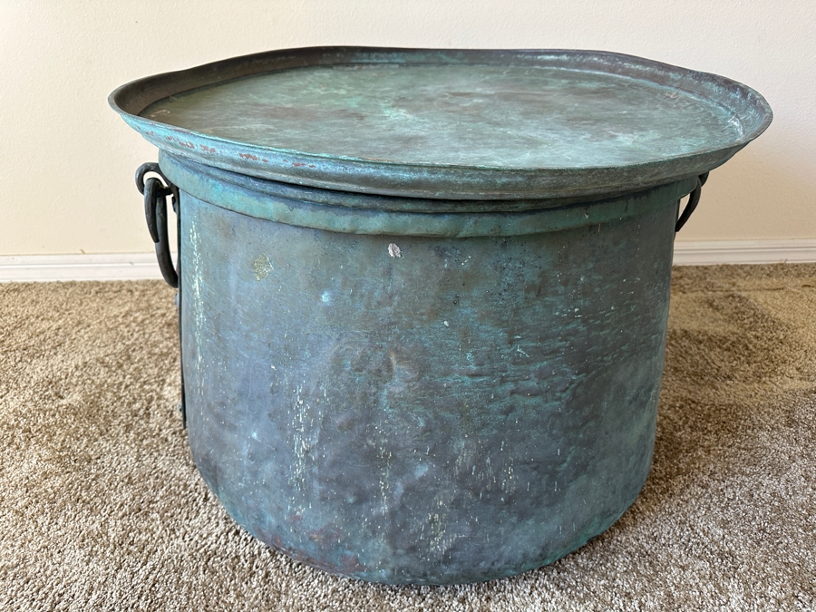 Large Copper Rain Drum / Cauldron Pot 28W X 20H [Photo 8]