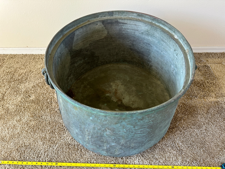 Large Copper Rain Drum / Cauldron Pot 28W X 20H [Photo 11]