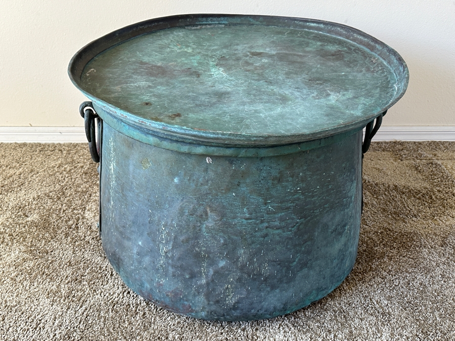 Large Copper Rain Drum / Cauldron Pot 28W X 20H [Photo 6]