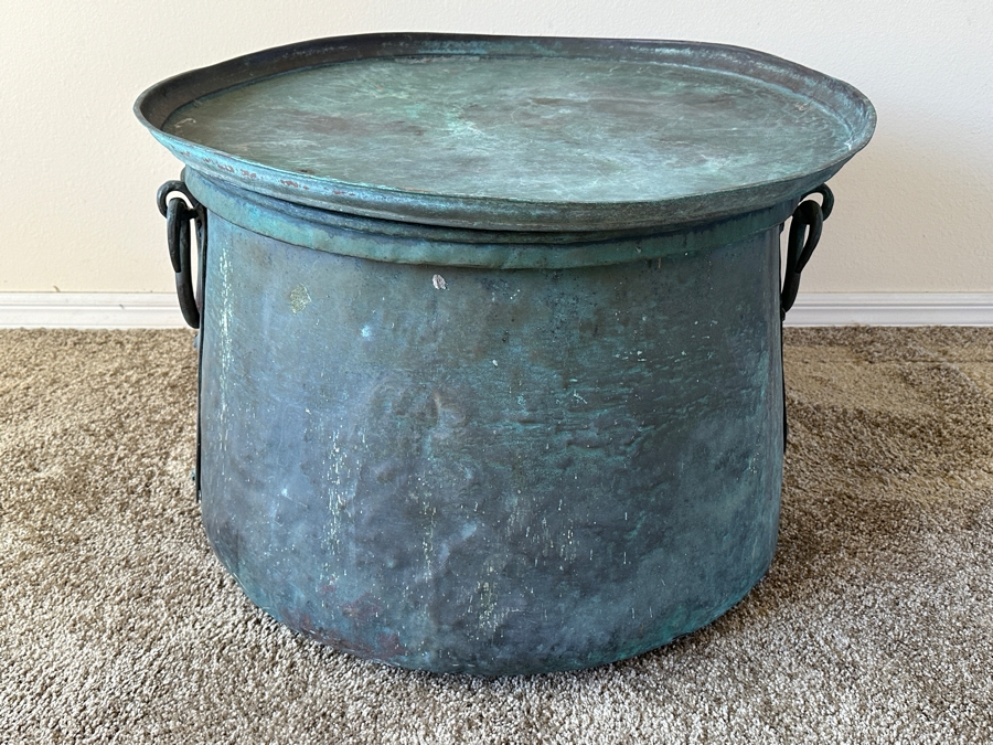 Large Copper Rain Drum / Cauldron Pot 28W X 20H [Photo 5]