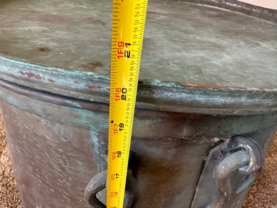 Large Copper Rain Drum / Cauldron Pot 28W X 20H [Photo 17]