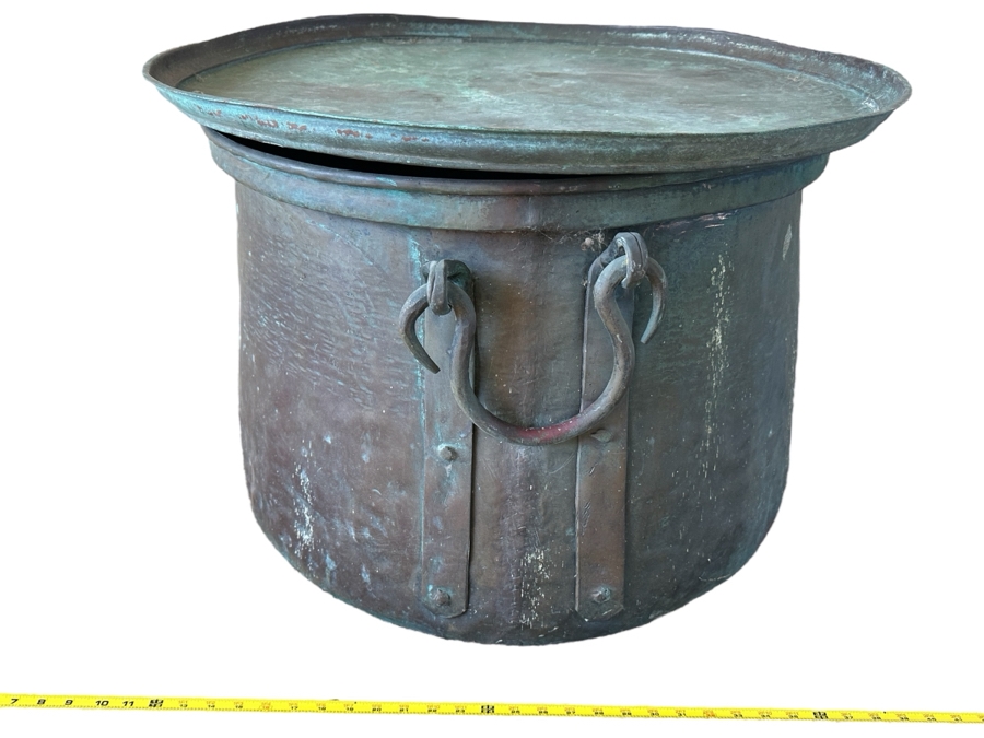 Large Copper Rain Drum / Cauldron Pot 28W X 20H [Photo 3]