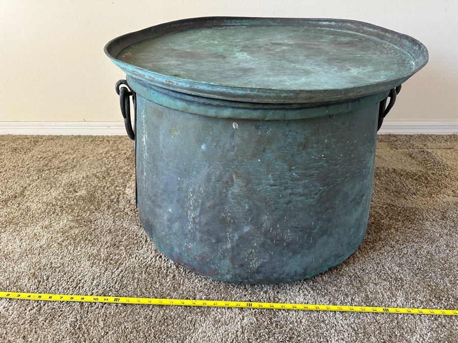 Large Copper Rain Drum / Cauldron Pot 28W X 20H [Photo 7]