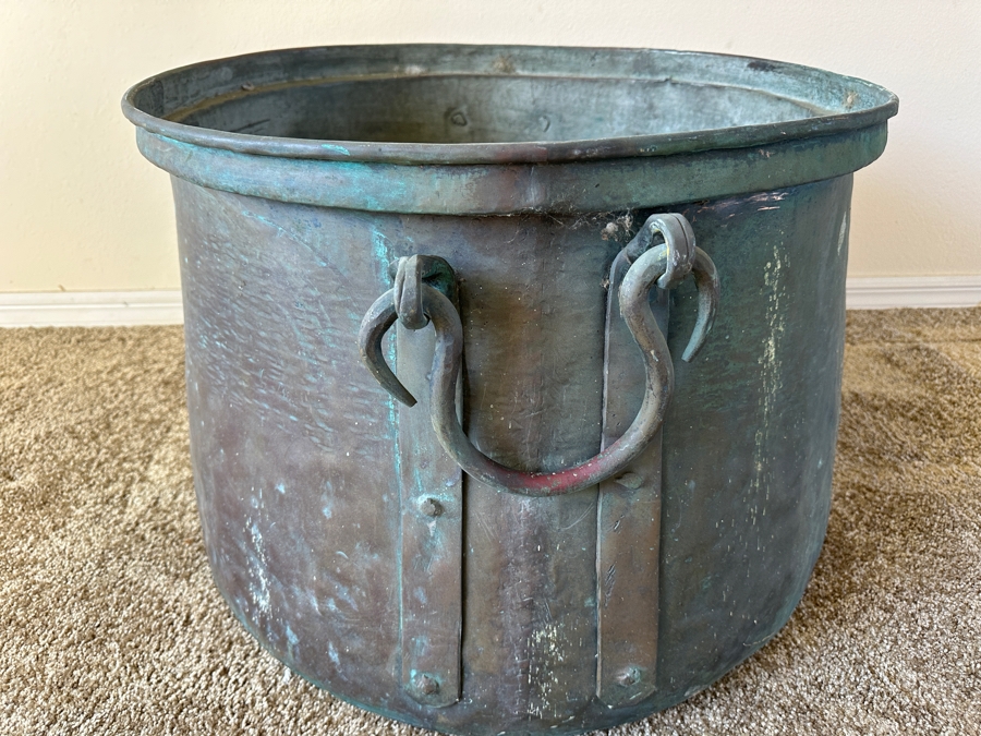 Large Copper Rain Drum / Cauldron Pot 28W X 20H [Photo 13]