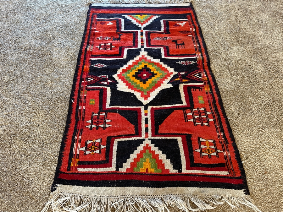 Hand Knotted Wool Tribal Area Rug 37 X 66 [Photo 2]