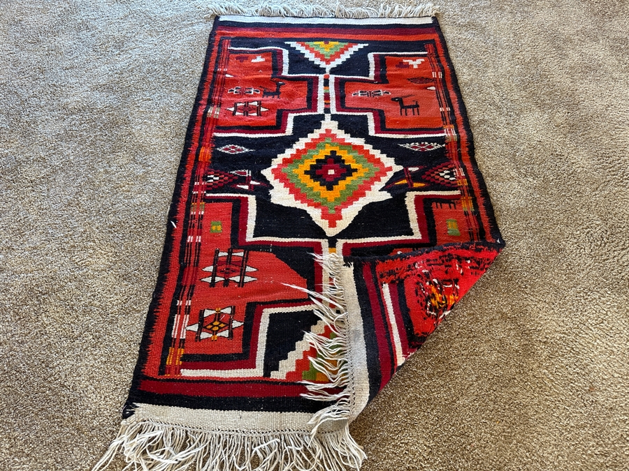 Hand Knotted Wool Tribal Area Rug 37 X 66 [Photo 5]