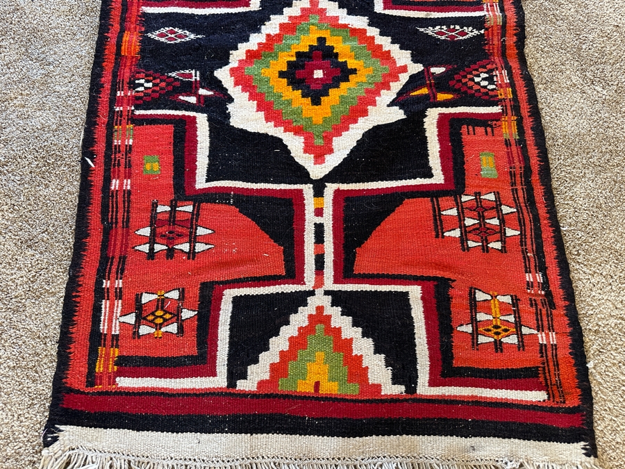 Hand Knotted Wool Tribal Area Rug 37 X 66 [Photo 3]