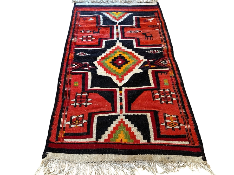 Hand Knotted Wool Tribal Area Rug 37 X 66 [Photo 1]