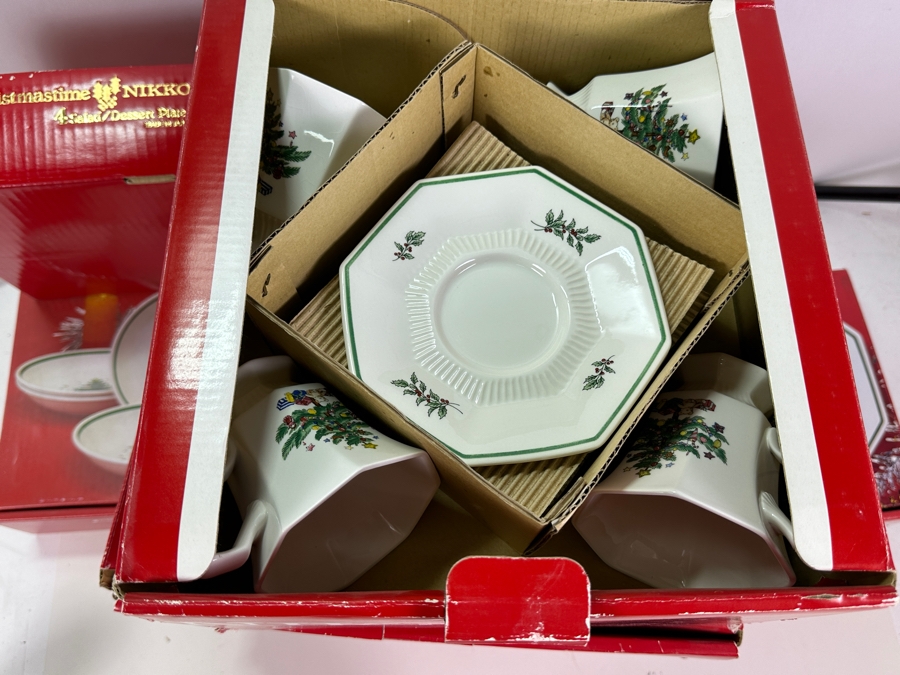 Collection Of Christmastime Dishware Including Plates, Platters, Bowls, Cups & Saucers By Nikko Ceramics [Photo 10]