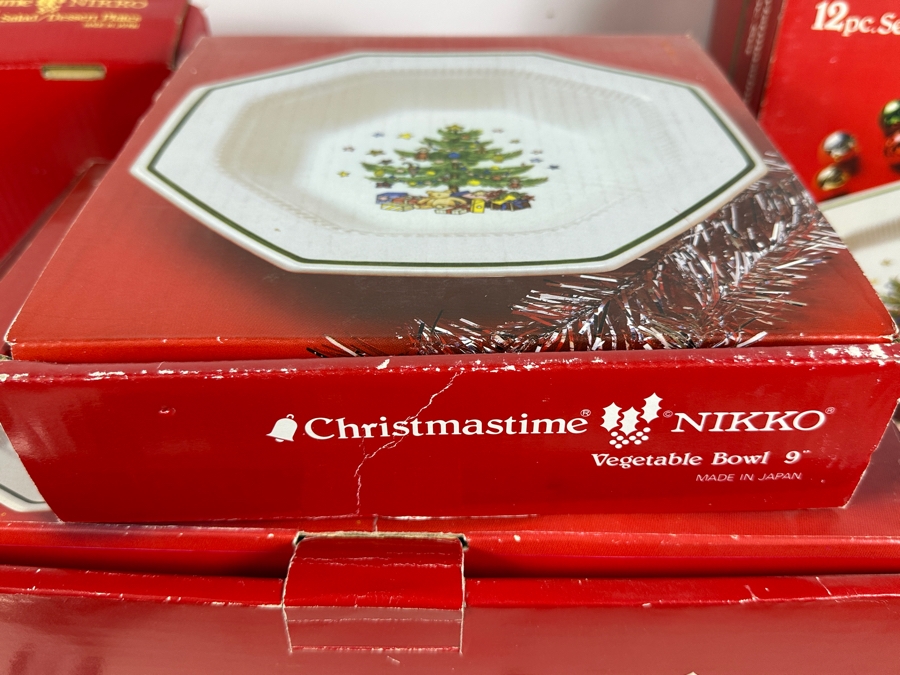 Collection Of Christmastime Dishware Including Plates, Platters, Bowls, Cups & Saucers By Nikko Ceramics [Photo 9]