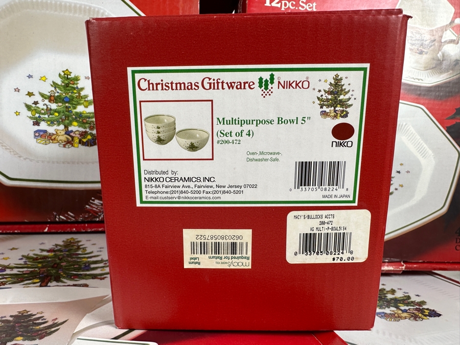 Collection Of Christmastime Dishware Including Plates, Platters, Bowls, Cups & Saucers By Nikko Ceramics [Photo 2]