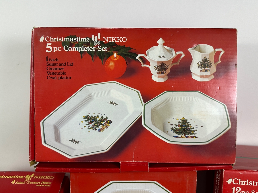 Collection Of Christmastime Dishware Including Plates, Platters, Bowls, Cups & Saucers By Nikko Ceramics [Photo 3]