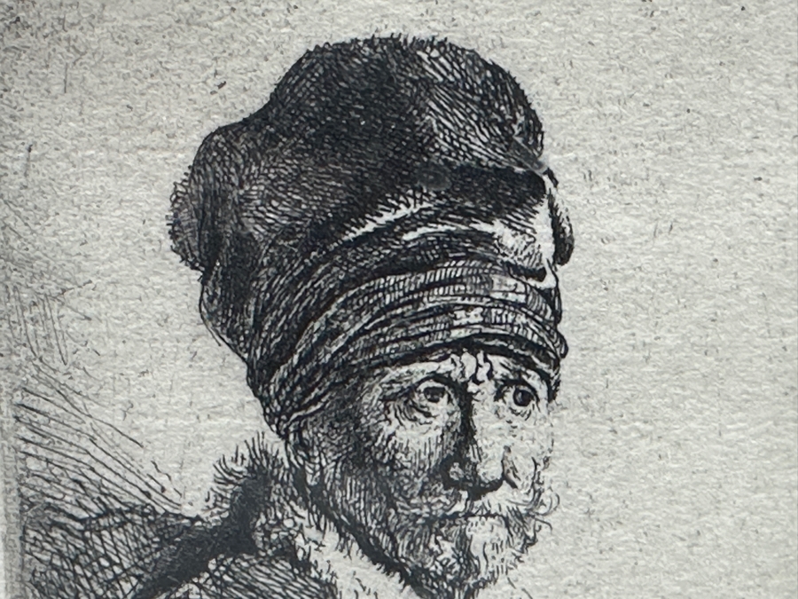 Rembrandt Harmenszoon Van Rijn (1606-1669, Dutch) 'Bust Of A Man Wearing A High Cap' Original Etching, Signed And Dated RHL 1630 Posthumous Impression, 1998 4' X 3-1/4' Framed With Brochure And Certificate Of Authenticity [Photo 4]