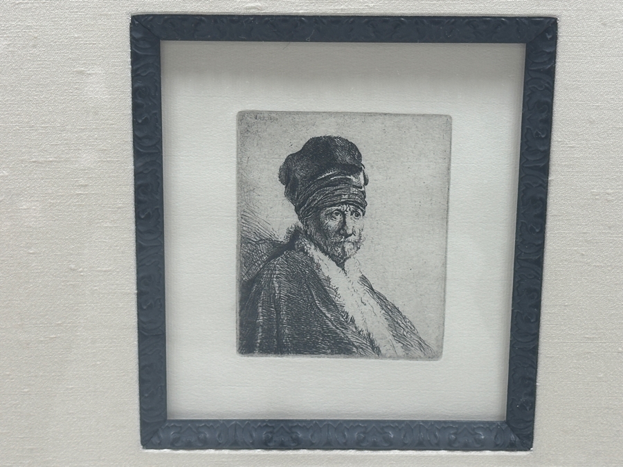 Rembrandt Harmenszoon Van Rijn (1606-1669, Dutch) 'Bust Of A Man Wearing A High Cap' Original Etching, Signed And Dated RHL 1630 Posthumous Impression, 1998 4' X 3-1/4' Framed With Brochure And Certificate Of Authenticity [Photo 8]