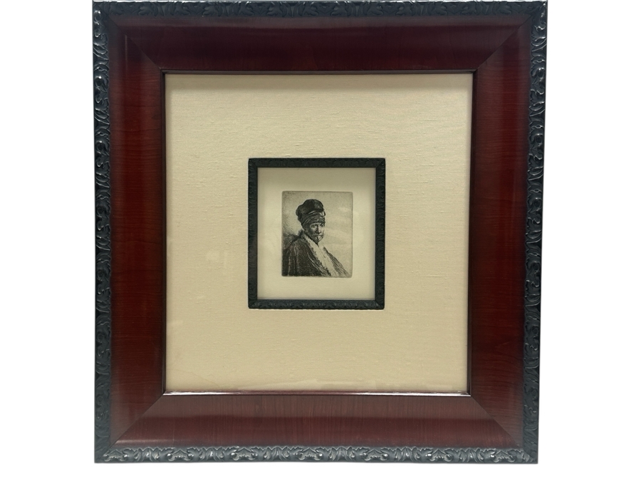 Rembrandt Harmenszoon Van Rijn (1606-1669, Dutch) 'Bust Of A Man Wearing A High Cap' Original Etching, Signed And Dated RHL 1630 Posthumous Impression, 1998 4' X 3-1/4' Framed With Brochure And Certificate Of Authenticity [Photo 3]