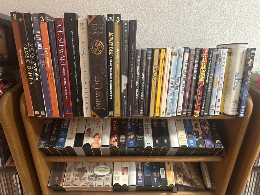 Huge Collection Of Music CDs (Rock, Classic, World), DVDs Including Box Sets And Cassette Tapes Plus Three Wooden Storage Racks - See Photos For Sampling [Photo 3]