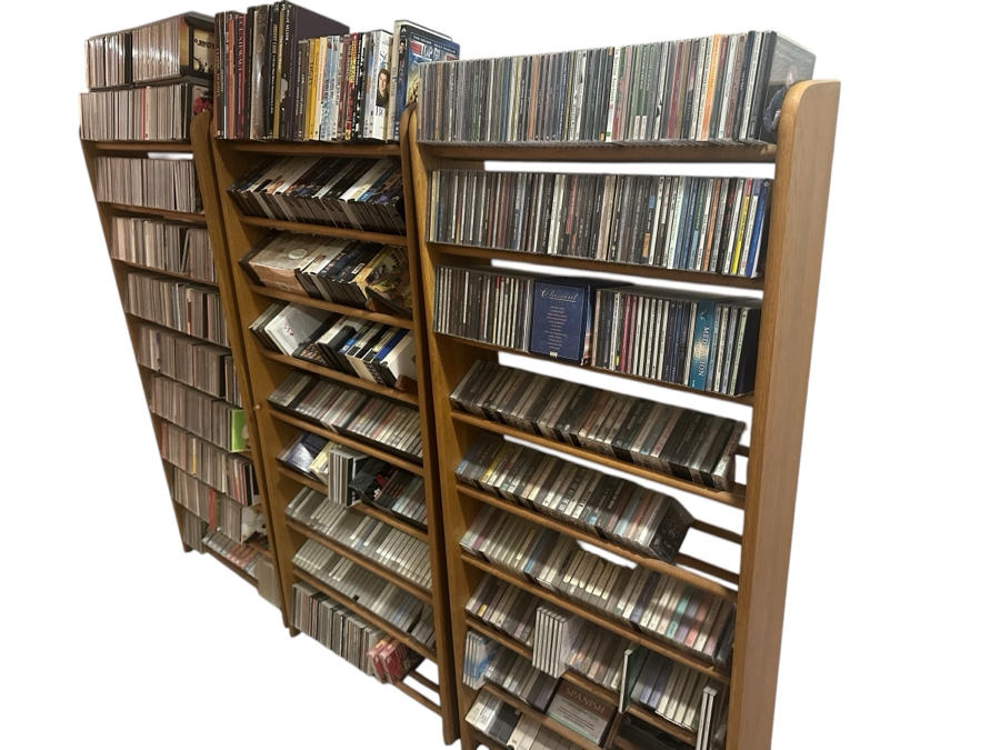 Huge Collection Of Music CDs (Rock, Classic, World), DVDs Including Box Sets And Cassette Tapes Plus Three Wooden Storage Racks - See Photos For Sampling [Photo 2]