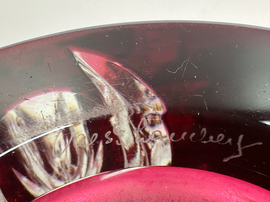 Val Saint Lambert Crystal Vase With Amethyst Core Belgian Crystal 11'H [Photo 5]